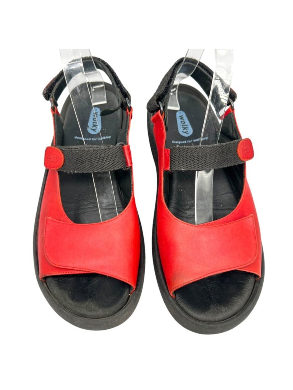 Wolky Jewel Red Leather Platform Sandals Size 40 EU 9 US Comfort Lagenlook